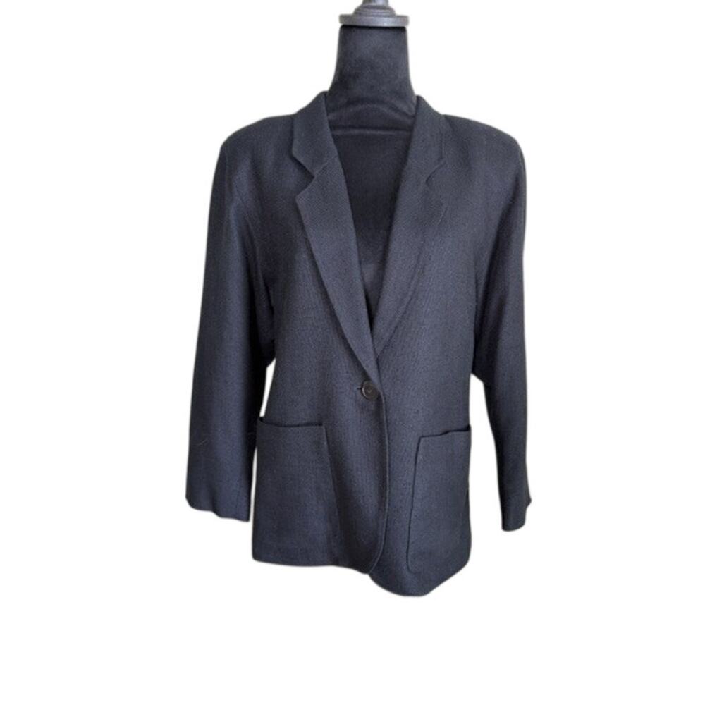 Nordstrom Petite Focus Blazer Black SZS Minimalist Career Quiet Luxury Tailored